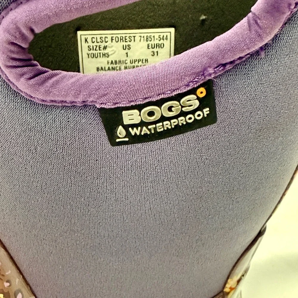 Bogs Classic Forest Purple Woodland Fox Rabbit Waterproof Boots Youth 1